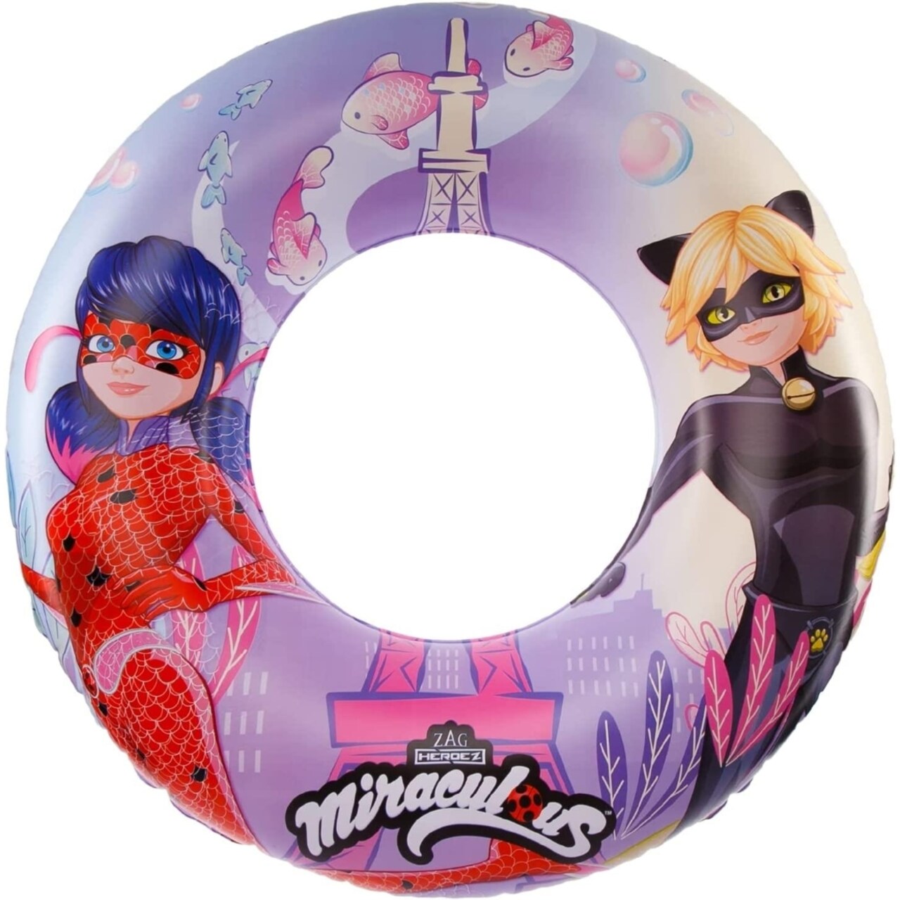 Mighty Mojo Ladybug Cat Noir 30" Inflatable Pool Float Raft Glitter Tube